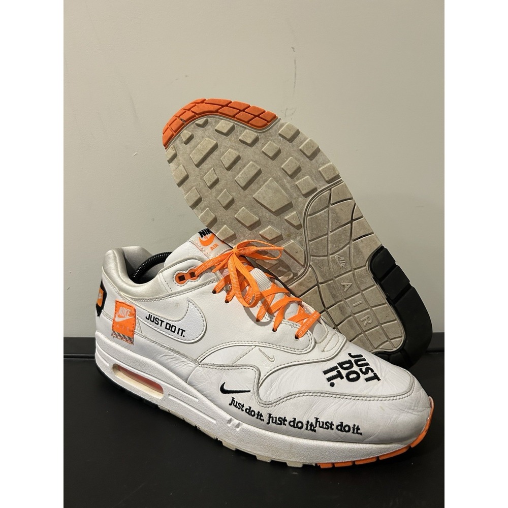 Size 11 Nike Air Max 1 SE Just Do It White Orange AO1021-100 Men's 2018 JDI
